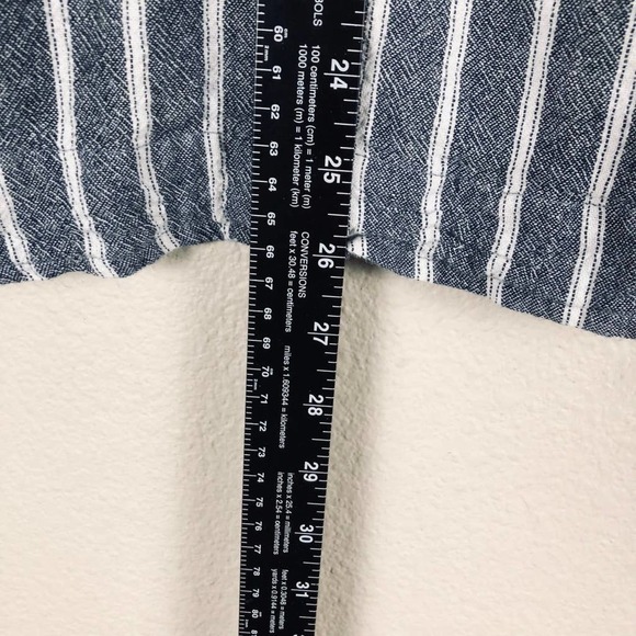 Sanctuary Blazer Jacket Blue White Stripe Linen Blend High Low Pockets Sz Large - Picture 9 of 15